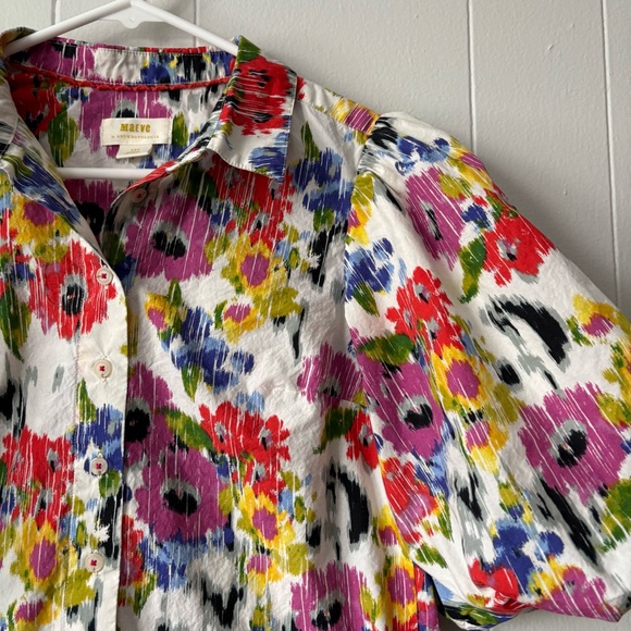 Anthropologie Rachel Floral Puffer Sleeve Blouse - Picture 8 of 15